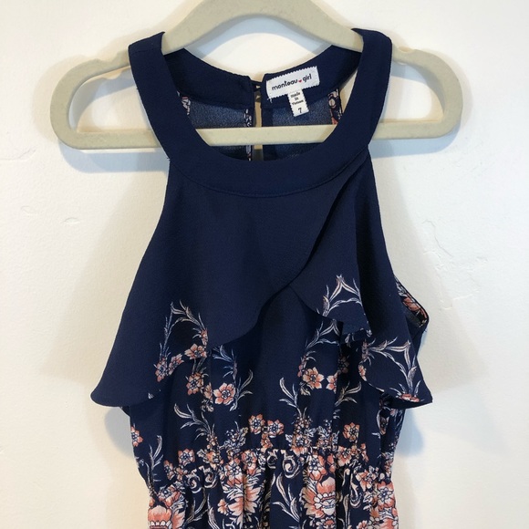 3/$25 Monteau Girl Navy Floral Maxi Dress, Size 7 - Picture 3 of 7